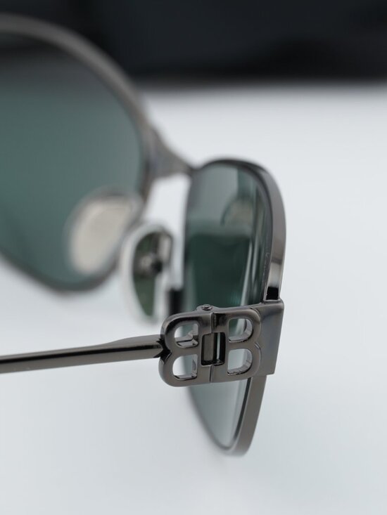 Balenciaga BB0336S 005 Unisex Oval Sunglasses - Grey / Green Mirror main image 9